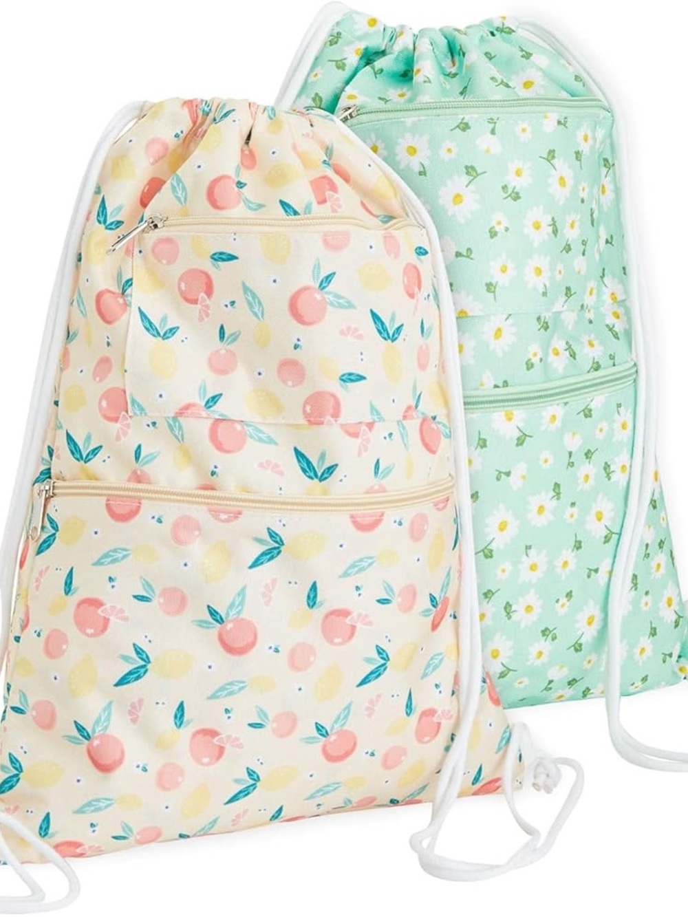 2 Pack Cinch Sack Drawstring Backpack for Beach Trips, Water Resistant Gym Bag